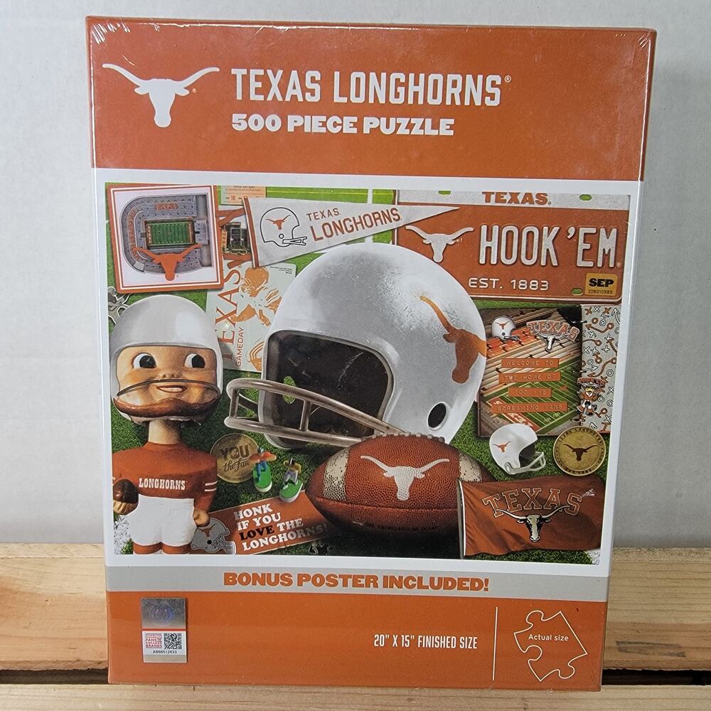 Texas Longhorns 500 Piece Puzzle + Bonus Poster - NEW / SEALED